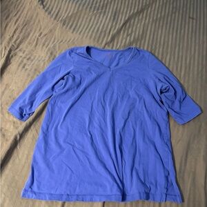 Woman Within Blue 3/4 Sleeve Relaxed T-Shirt Medium
